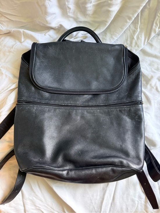 Longchamp Handbags - Longchamp Black Leather Backpack with Front Zip Pocket